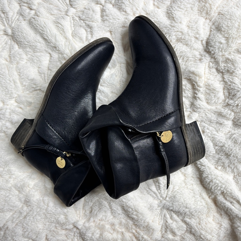 See By Chloe Black Leather Moto Ankle Boots